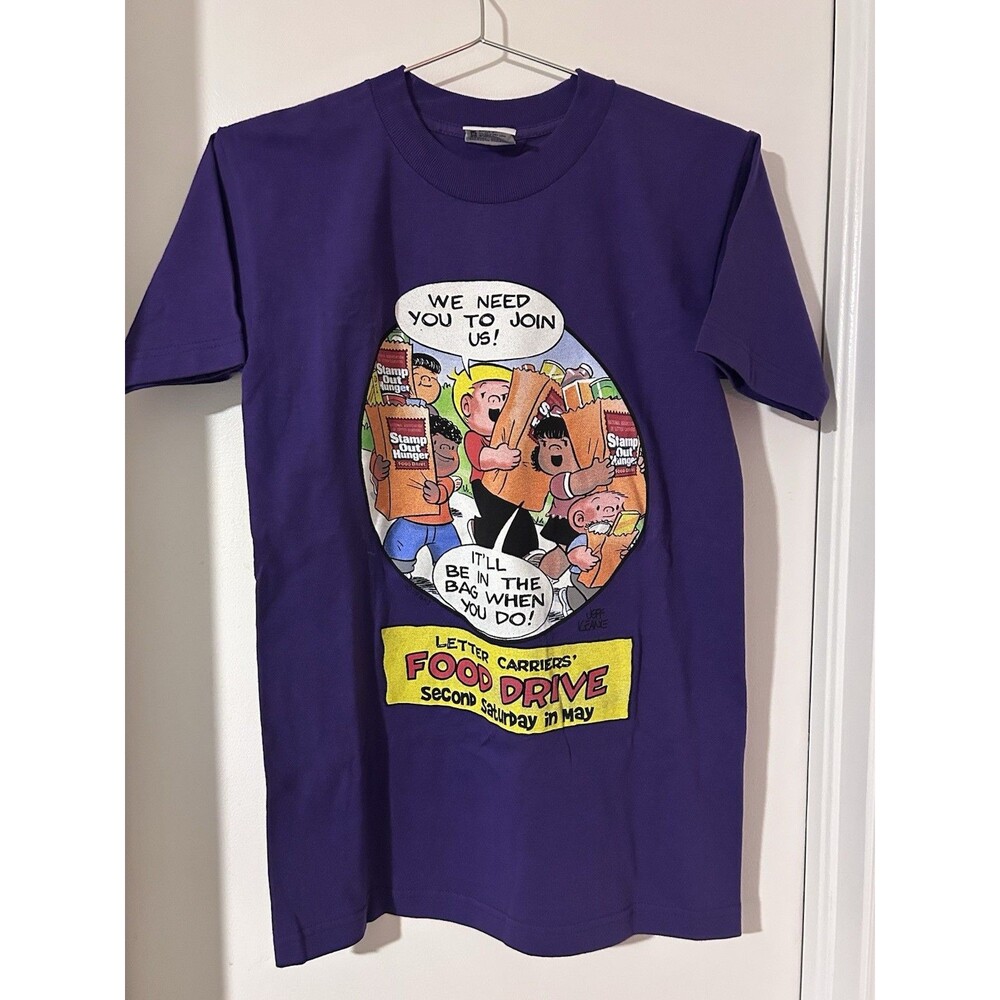 Vtg Family Circus Letter Carriers Food Drive USPS Comic Cartoon Shirt Size Small